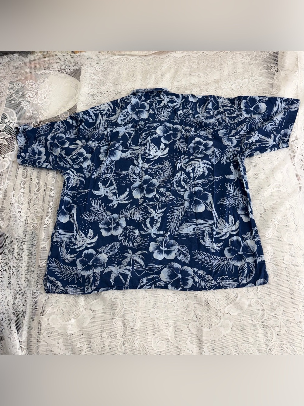 VTG OP Ocean Pacific Blue Hawaiian Button Down Short Sleeve Men’s Shirt Size XXL - Picture 1 of 13